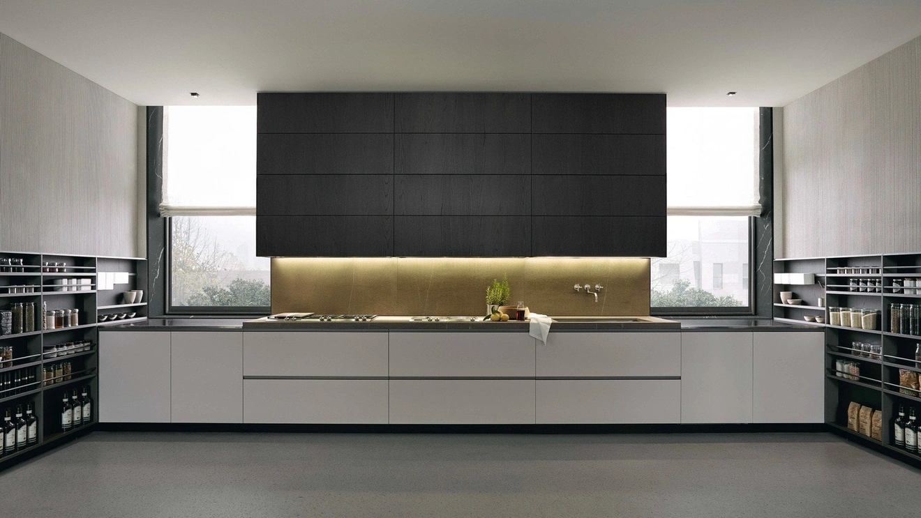 Cucina Design lineare My Planet in laccato e legno di Poliform