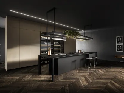 Cucina Design lineare Nautila 03 in Fenix NTM nero ingo di Arrital