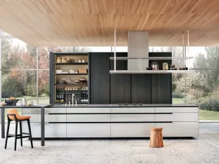 Cucina Design con isola in acciaio Phoenix 02 di Poliform