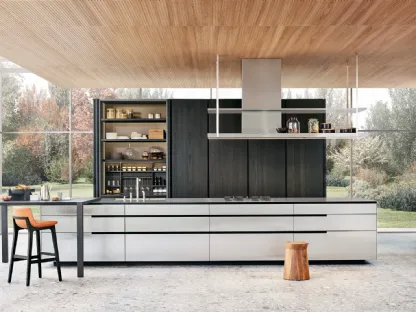 Cucina Design lineare Phoenix 01 in acciaio di Poliform