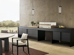 Cucina Design Land Kitchen in alluminio laccato Nero e acciaio di Poliform