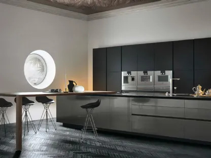 Cucina Design con penisola Twelve 02 in acciaio di Poliform