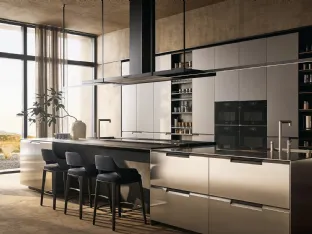 Cucina Design con isola in acciaio Shape 01 di Poliform