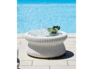  Tavolino con top in Vetro e fibra sintetica intrecciata Agorà di Unopiu