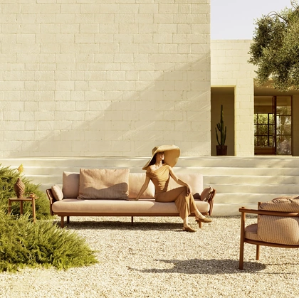 Salotto da esterno Allegra in alluminio e tessuto di Varaschin